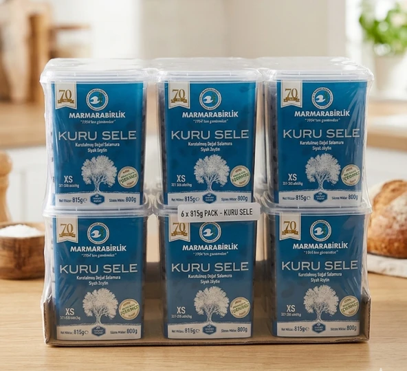 Marmarabirlk 800 Gr.x 6 Adet. (XS) 321-350 Tane Adeti .Kuru Sele Siyah Zeytin Hazır Kap ürün görseli 1