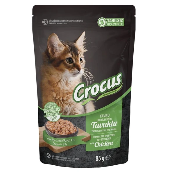 Crocus Tahılsız Yavru Kedi Tavuklu Pouch Jöleli Yaş Mama 85 Gr ürün görseli 1