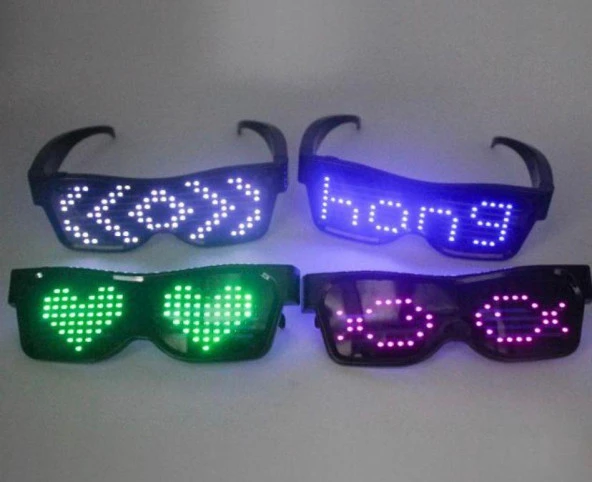 Smart Led Glasses Çok Renkli Led Işıklı Parti Gözlüğü Kablosuz Uygulamalı Eğlence Parti HJ-LRG02 ürün görseli 1
