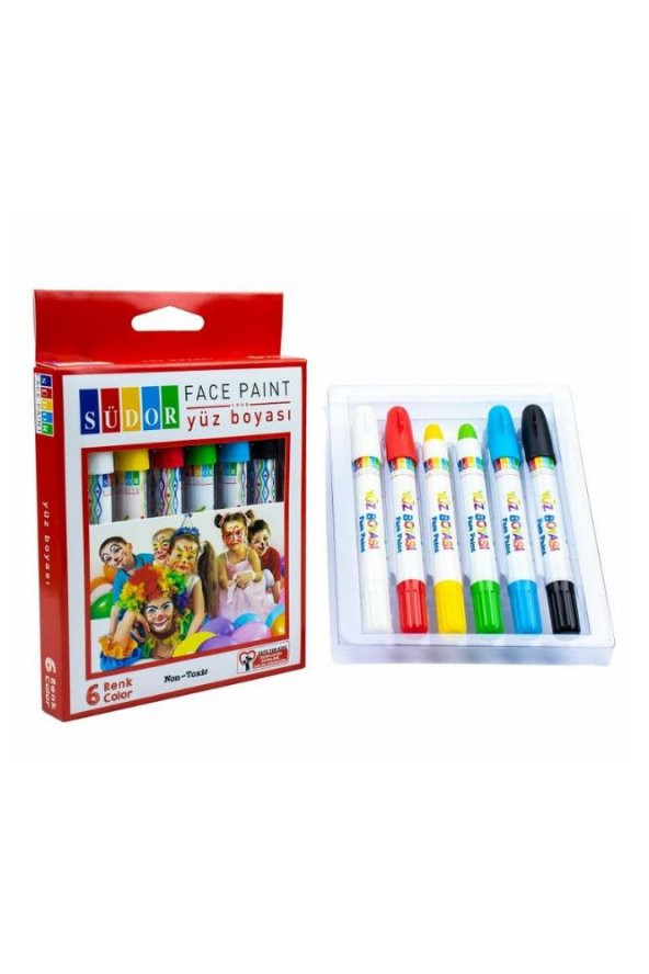 Yüz Boyası 6 Renk Kalem Südor 6 Renk Yüz Boyası 1 Paket ürün görseli 1