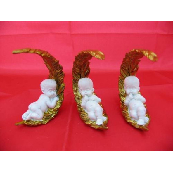 HEDİYELİK › KARIŞIK › Melek Figürler-QQC 3LÜ TÜYDE UYUYAN MELEK>>7.8X4X9 CM. ürün görseli 1