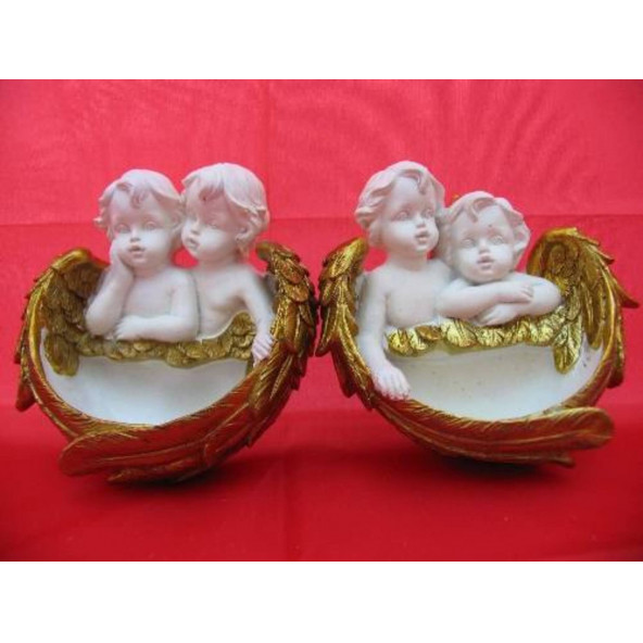 HEDİYELİK › KARIŞIK › Melek Figürler-QQC 2Lİ DUVAR MOTİFİ MELEK>>11X5.5X11.7 CM. ürün görseli 1