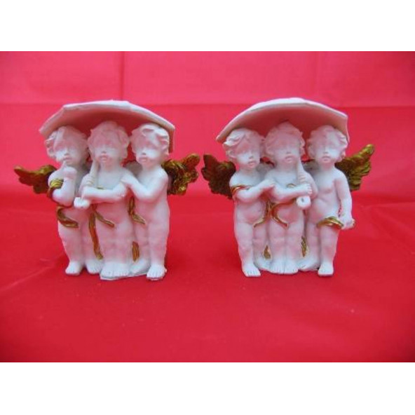 HEDİYELİK › KARIŞIK › Melek Figürler-QQC 2Lİ ÜÇ MELEK ŞEMSİYELİ>>8X5.5X8 CM. ürün görseli 1