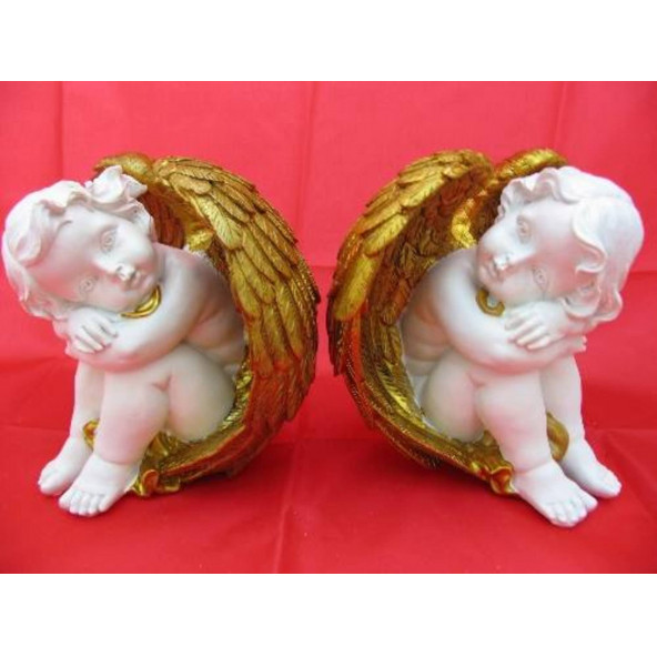 HEDİYELİK › KARIŞIK › Melek Figürler-QQC 2Lİ OTURAN MELEK>>8X6.5X8 CM. ürün görseli 1