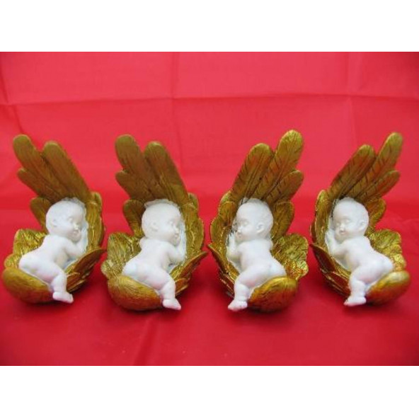 HEDİYELİK › KARIŞIK › QQC 4LÜ KANATTA UYUYAN BEBEK>>5.8X6.5X9 CM. ürün görseli 1