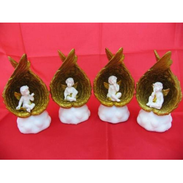 HEDİYELİK › KARIŞIK › Melek Figürler-QQC 4Lİ KANATLI UYUYAN MELEK IŞIKLI>>7.2X5.8X12.5 CM. ürün görseli 1
