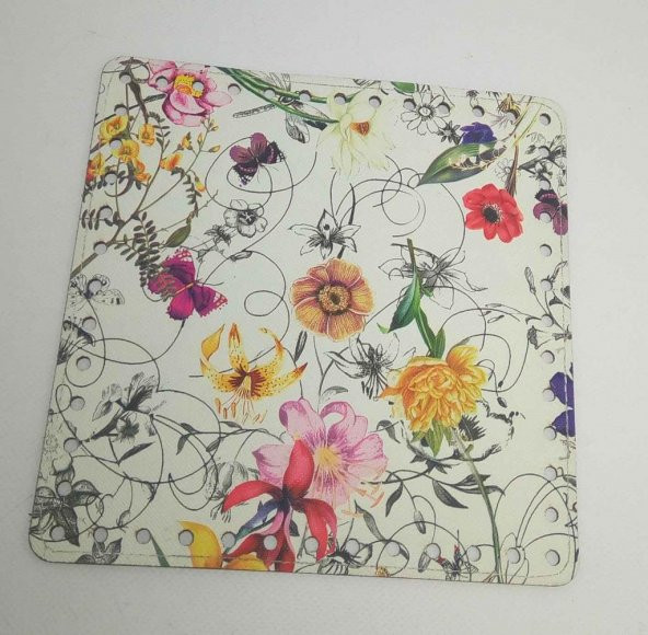 Angel Çanta Aksesuar 20 Cm  Çiçek Desenli Kare Plaka, Taban ürün görseli 1