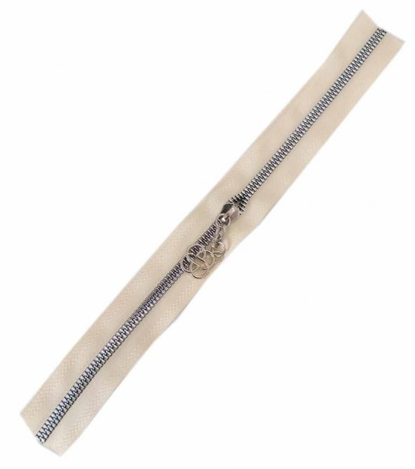 Angel Çanta Aksesuar Başlıklı Fermuar 30 Cm Gümüş Metal Krem ürün görseli 1
