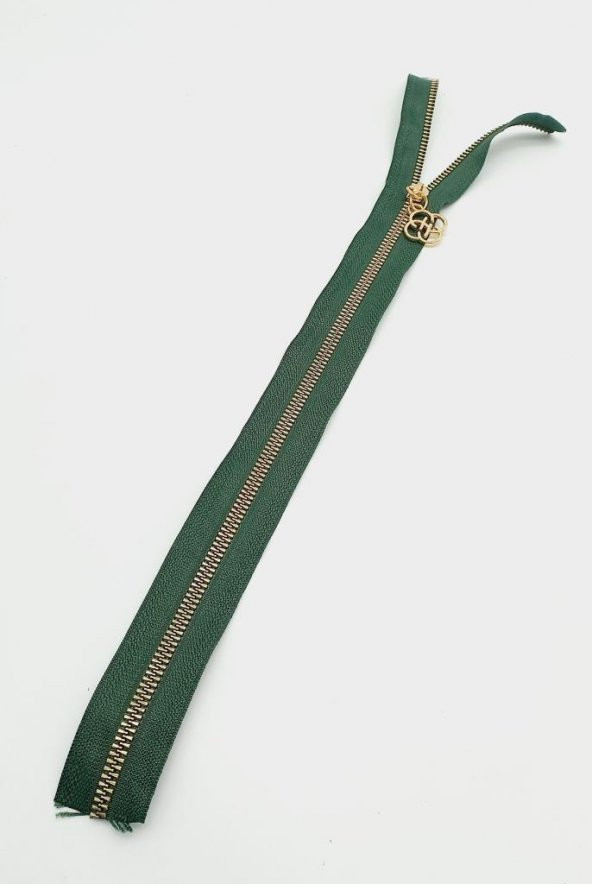 Angel Çanta Aksesuar Başlıklı Fermuar 40 Cm Light Gold Metal Zümrüt Yeşili ürün görseli 1