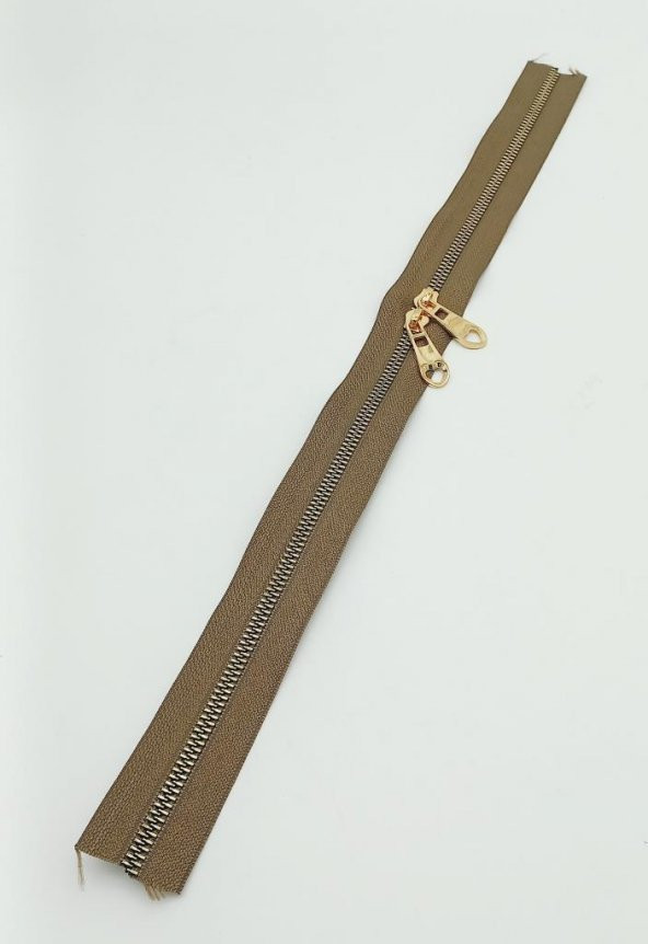 Angel Çanta Aksesuar Çift Başlı Vizon Fermuar Light Gold Metal 40 Cm ürün görseli 1