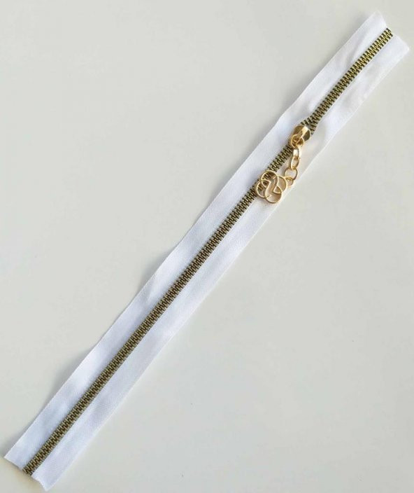 Angel Çanta Aksesuar Başlıklı Fermuar 30 Cm Light Gold Metal Beyaz ürün görseli 1