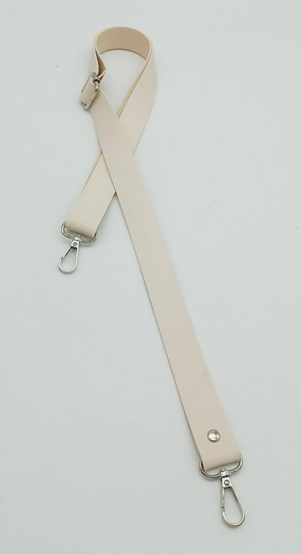 Angel Çanta Aksesuar Suni Deri Ayarlı Çanta Sapı 120X2.4 Cm Krem Gümüş Metal ürün görseli 1