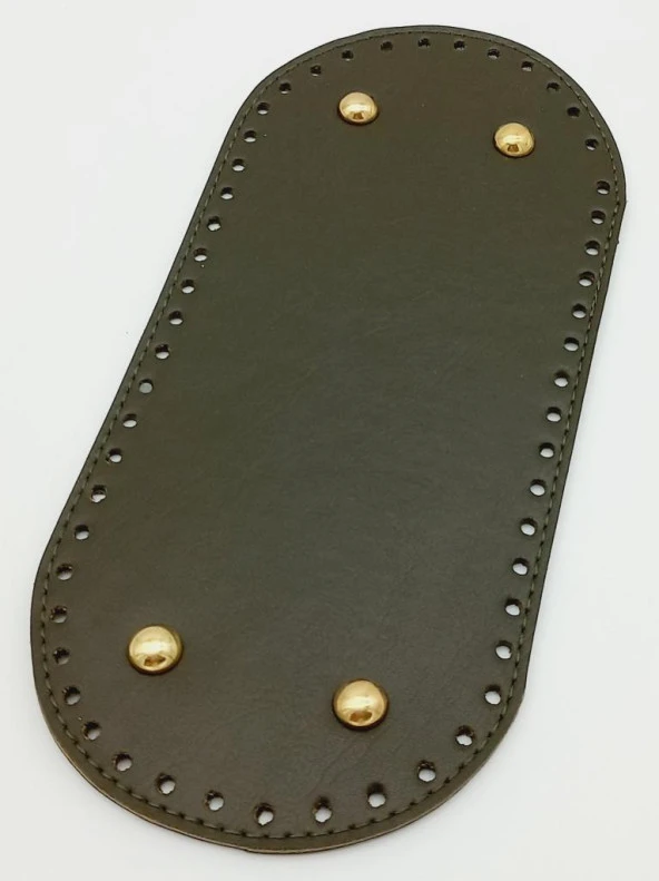 Angel Çanta Aksesuar Suni Deri Haki Renk 25X12 cm Oval Çanta Tabanı (Light Gold Aparatlı) ürün görseli 1