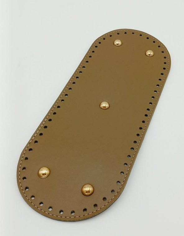 Angel Çanta Aksesuar Suni Deri Vizon Renk 30X12 cm Oval Çanta Tabanı (Light Gold Aparatlı) ürün görseli 1