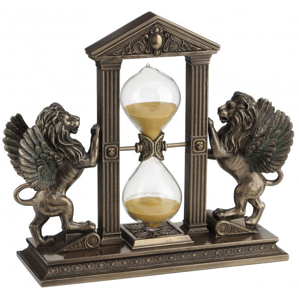 HEDİYELİK › VERONESE BİBLOLAR › Wise Karışık-KANATLI ASLAN KUM SAATI-21*18*7 CM. ürün görseli 1