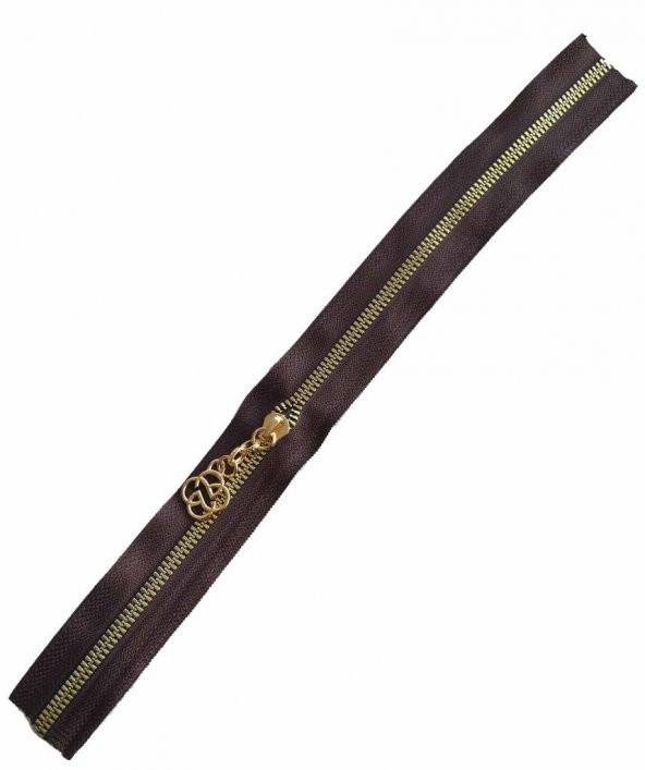 Angel Çanta Aksesuar Başlıklı Fermuar 30 Cm Light Gold Metal Koyu Kahve ürün görseli 1