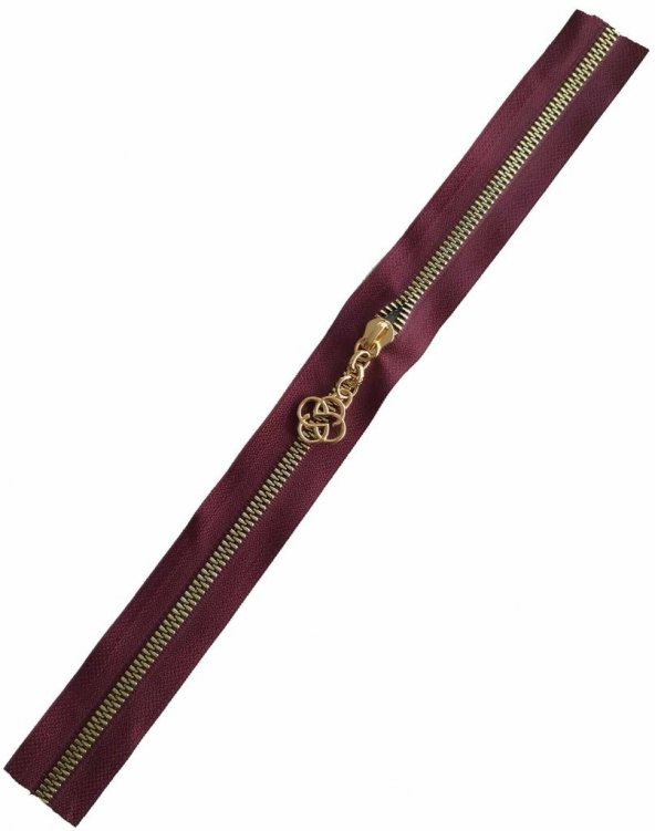Angel Çanta Aksesuar Başlıklı Fermuar 30 Cm Light Gold Metal Bordo ürün görseli 1