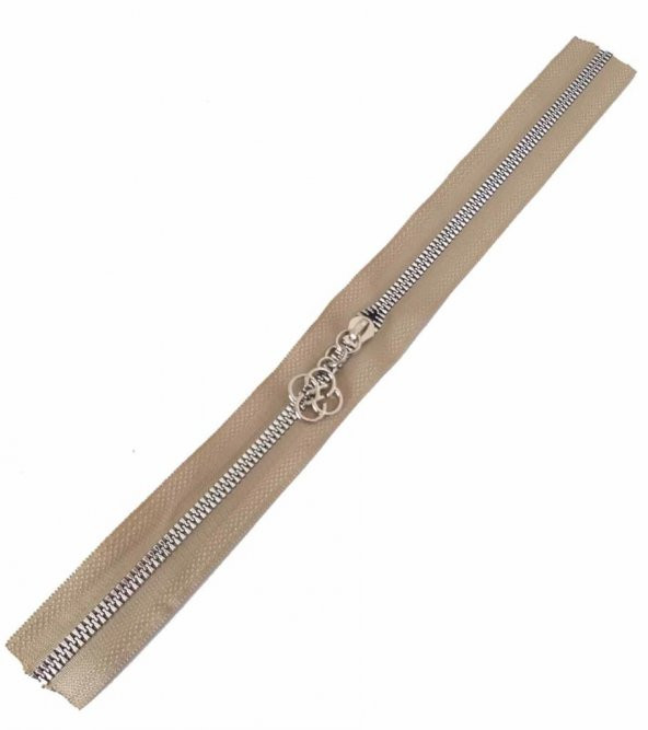 Angel Çanta Aksesuar Başlıklı Fermuar 30 Cm Gümüş Metal Bej ürün görseli 1