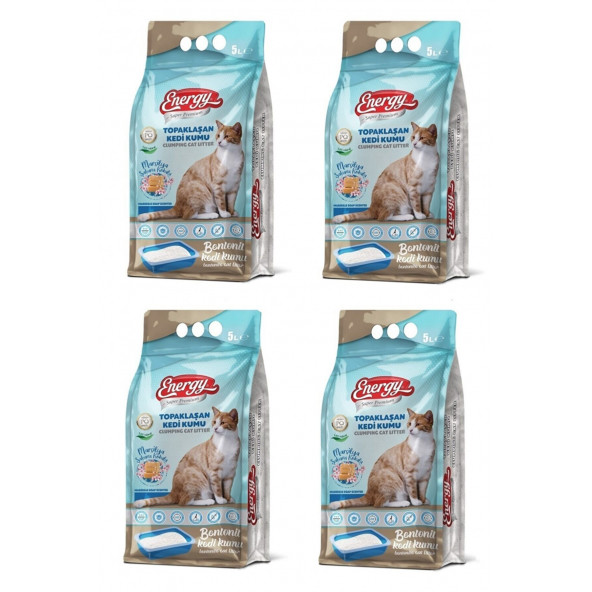 Energy Bentonit Kedi Kumu Marsilya Sabunu Kokulu 5 Lt X 4 Adet 20 Lt ürün görseli 1