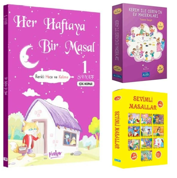 Parıltı 1. Sınıf Sevimli Masallar +Kerem ile Cerenin Ev Maceraları + Her Haftaya Bir Masal (21 Kitap) ürün görseli 1