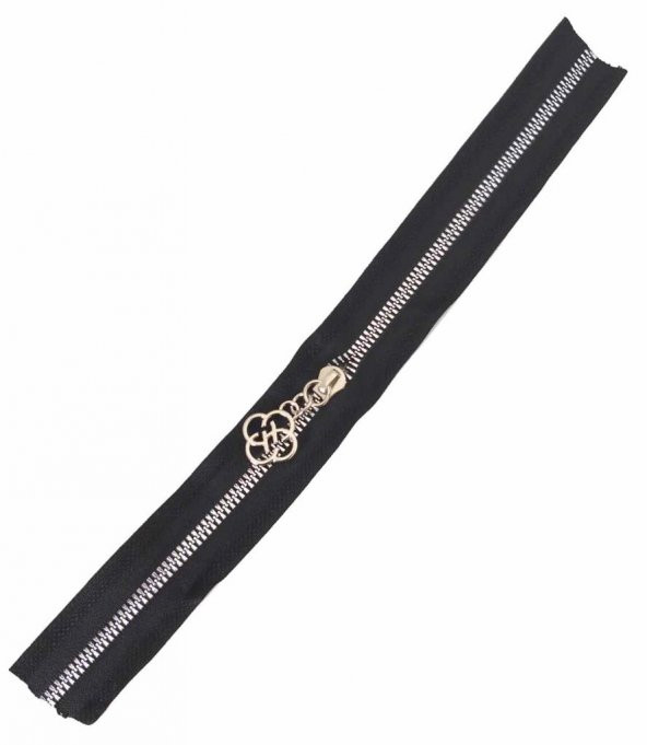 Angel Çanta Aksesuar Başlıklı Fermuar 40 Cm Gümüş Metal Siyah ürün görseli 1