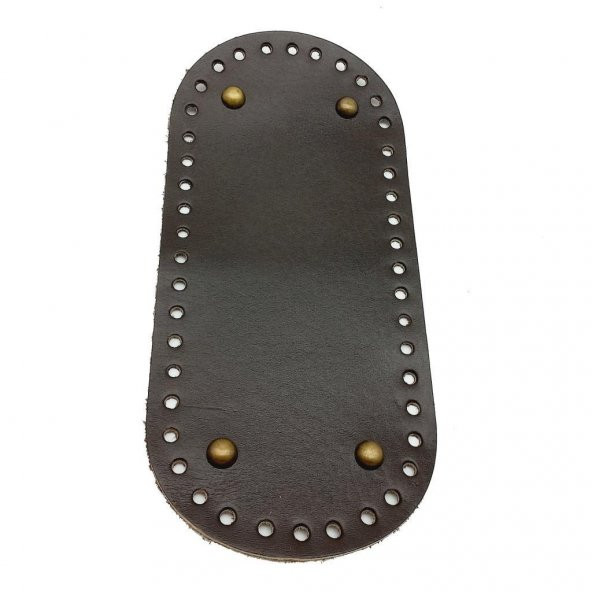 Angel Çanta Aksesuar Gerçek Deri Koyu Kahve 25X12 cm Oval Antik Metalli Çanta Tabanı ürün görseli 1