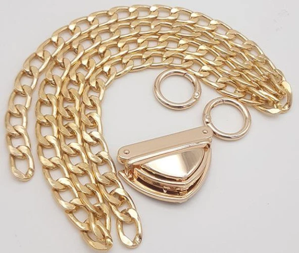Angel Çanta Aksesuar Light Gold Renk Orta Kalınlık Zincir Set No:3 ürün görseli 1