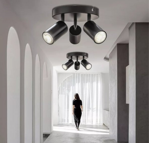 MYLİGHTS  MODERN ÜÇLÜ METAL LED SPOT GÜNIŞIĞI AMPULLÜ HAREKETLİ AVİZE ürün görseli 1