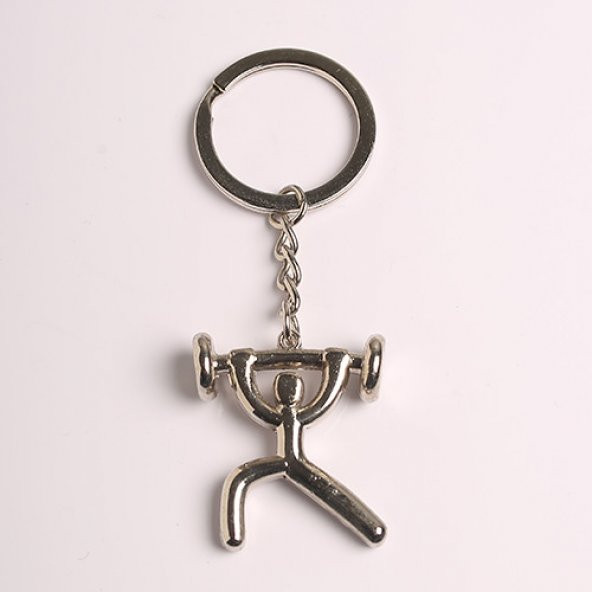 HALTERCİ FİGÜRLÜ ÇELİK METAL RENKLİ ANAHTARLIK/MDL-420 ürün görseli 1