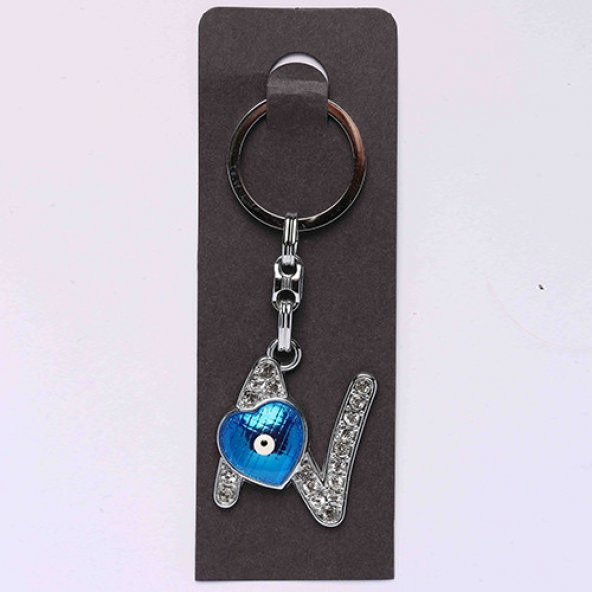 NAZAR BONCUKLU KROM VE TAŞLI HARF ANAHTARLIK/MDL-941 ürün görseli 1