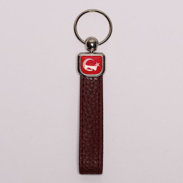 AY-YILDIZ DERİ SAPLI ÇELİK ANAHTARLIK-MDL4422/MDL-1114 ürün görseli 1