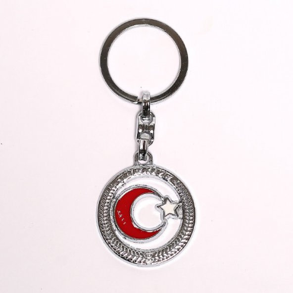 METALİK RENGİ AY-YILDIZ TEMALI ÇELİK ANAHTARLIK472/MDL-1134 ürün görseli 1