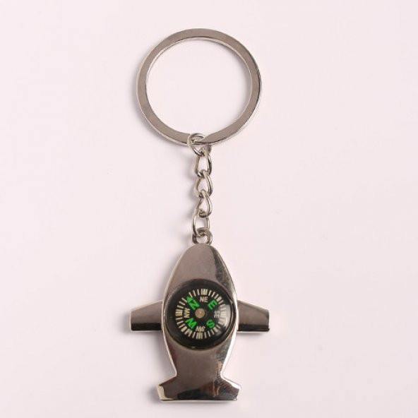 PUSULALI UÇAK TASARIMLI ÇELİK ANAHTARLIK/MDL-1415 ürün görseli 1