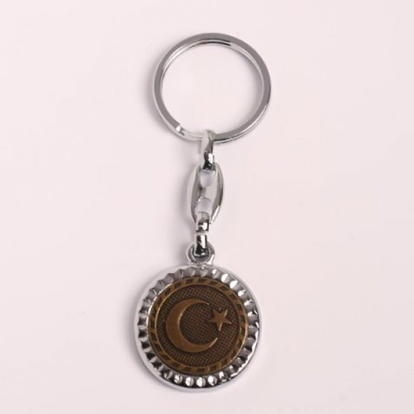 AY-YILDIZ TASARIMLI BRONZ-METAL ANAHTARLIK/MDL-1699 ürün görseli 1