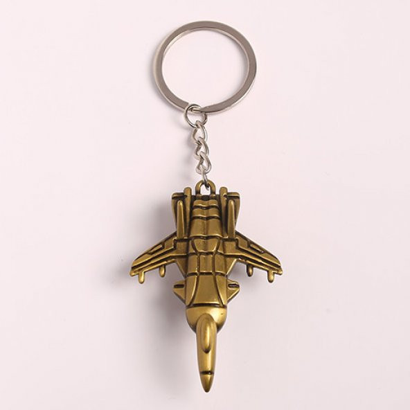 F16 SAVAŞ UÇAĞI TASARIMLI BRONZ ANAHTARLIK/MDL-1749 ürün görseli 1
