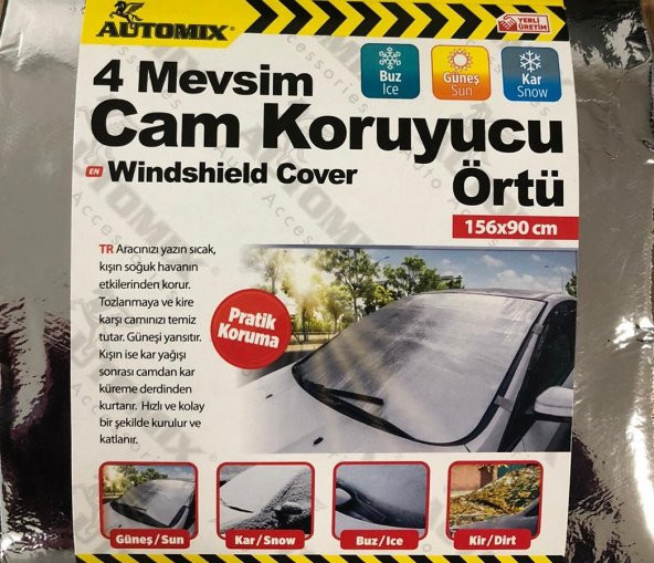 Araç Buzlanma Önleyici Örtü Branda Buz Kar Güneş Koruyucu (156CM. x 90Cm. ) ürün görseli 1