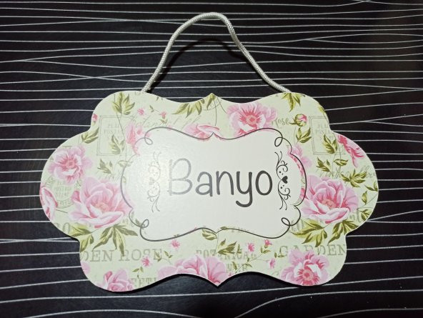 gik Banyo Oda İsimlik Kapı Süsü İsimliği Gül Desenli ürün görseli 1