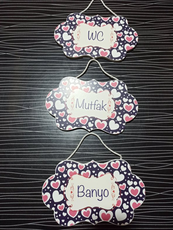 gik3lü Set Oda İsimlik Ahşap Kapı İsimliği Wc Banyo Mutfak ürün görseli 1