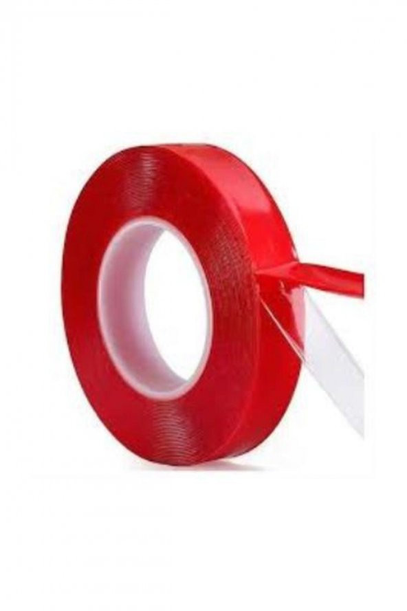 hagiki (1 adet) Silikonlu Çift Taraflı Montaj Bandı 18mm X 2mt Kırmızı Bant(1 adet) ürün görseli 1