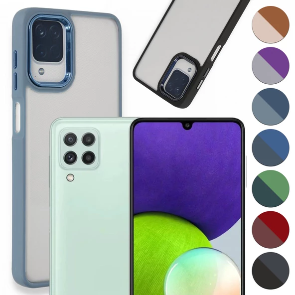 Samsung Galaxy A22 Kılıf Luna Lens Kamera Çerçeveli Silikon Kapak ürün görseli 1