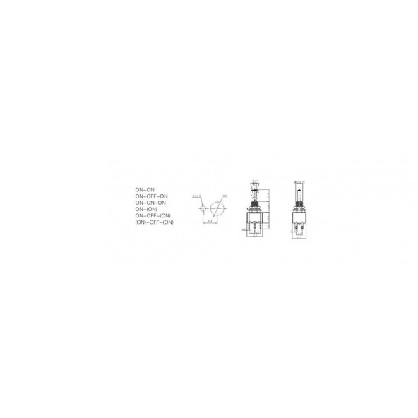 TOGGLE SWITCH ON-OFF 6P (MTS-202) - Resim 2