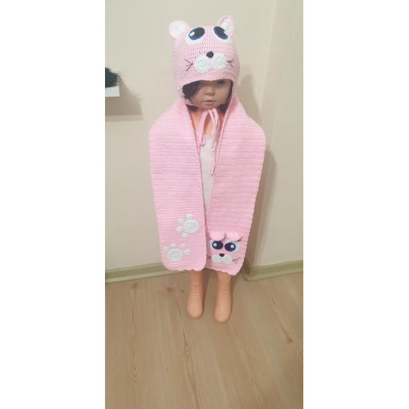 Kız Bebek 3 Yaş Ayıcıklı Atkı Bere ürün görseli 1
