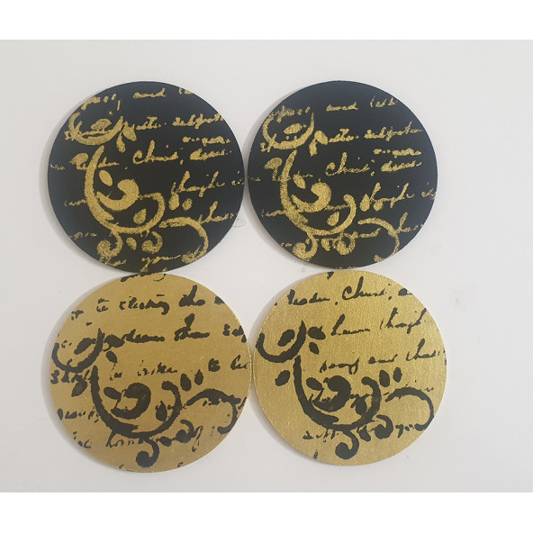 Siyah-Gold 4'lü Bardak Altlığı ürün görseli 1