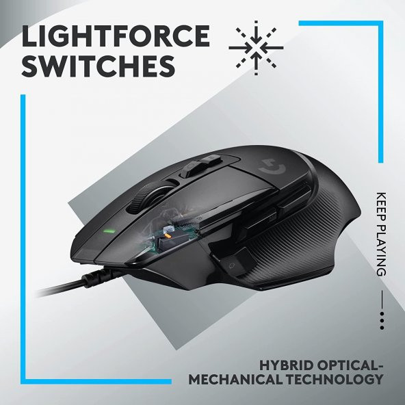 Logitech G502 X Kablolu Hero 25K Sensörlü Rgb Aydınlatmalı Oyuncu Mouse - Siyah - Resim 5