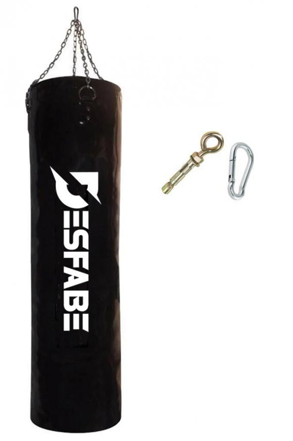 Desfabe Boxing Star 120x32 Cm Zincirli Boks Kum Torbası Siyah+Askı Aparatı ürün görseli 1