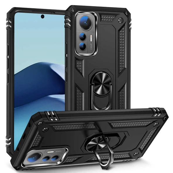 Gpack Xiaomi Mi 12 Lite Kılıf Vega Sert Silikon Tank Standlı Yüzüklü Mıknatıslı ürün görseli 1