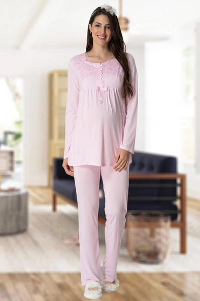 Mecit 5414 Bayan Pembe Hamile Lohusa Pijama Takımı ürün görseli 1