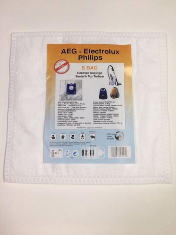 MEYSAN Meysan AEG-ELECTROLUX PHİLİPS 5Lİ ELEKTRİKLİ SÜPÜRGE TOZ TORBASI ürün görseli 1