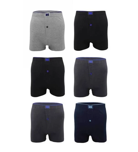 6 Lı Tutku Erkek Penye Boxer Düğmeli Karışık 0117 ürün görseli 1