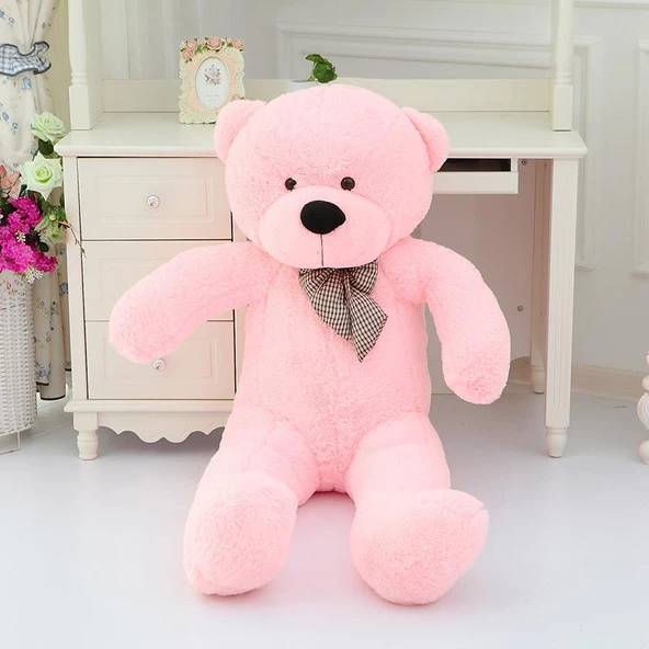 90 cm Rengarenk Papyonlu Peluş Ayıcık - % 100 YERLİ ürün görseli 1